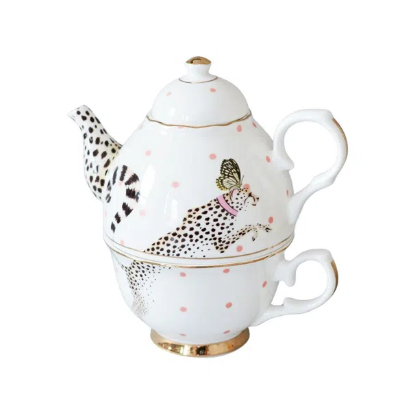 Yvonne Ellen One For Tea Set – Teekanne & Tasse Mit Geparden-Design