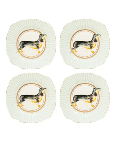 Yvonne Ellen Dog Cake Plates, Set Of 4 In Multi
