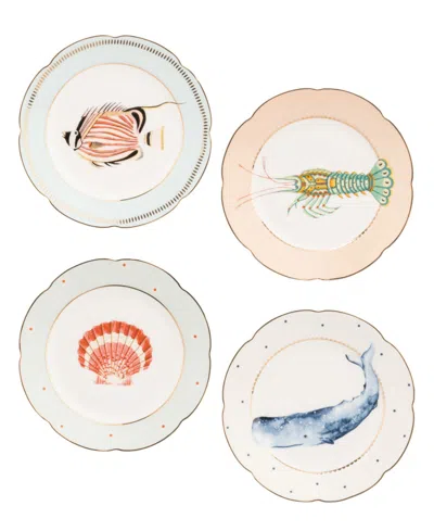 Yvonne Ellen Fishy Tea Plates, Set Of 4 In Multi