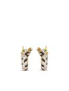 Yvonne Léon 9k Yellow Gold Mini Créoles Felin Diamond And Tsavorite Hoop Earrings