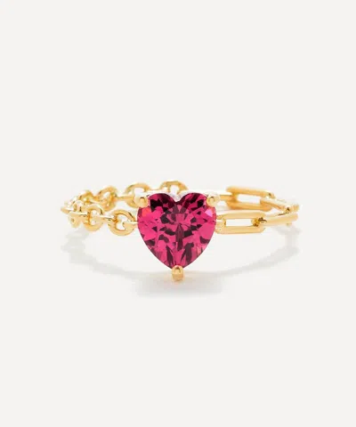 Yvonne Léon Yvonne Leon 18ct Gold Rhodolite Heart Chain Ring