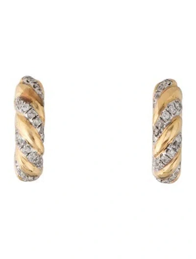 Pre-owned Yvonne Léon 18k Diamond Huggie Hoop Earrings In Multicolor