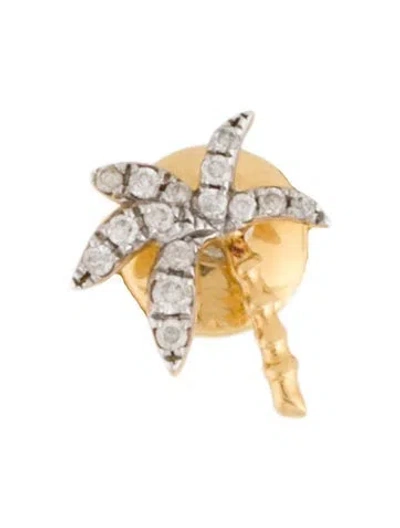 Pre-owned Yvonne Léon 18k Diamond Palm Tree Single Stud In Multi