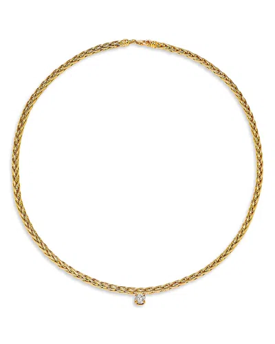 Yvonne Léon 18k White & Yellow Gold Collier Palmier Flottant Diamond Solitaire Collar Necklace, 17.71