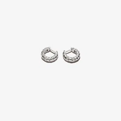 Yvonne Léon 18k White Gold Striped Diamond Hoop Earrings In Silver