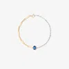 Yvonne Léon 18k Yellow And White Gold Mixed Chain Sapphire Bracelet In Silver