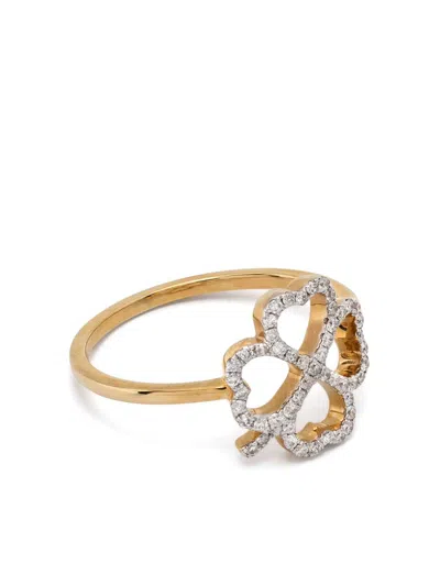 Yvonne Léon 18kt Yellow Gold Bague Fil Trèfle Diamonds Ring