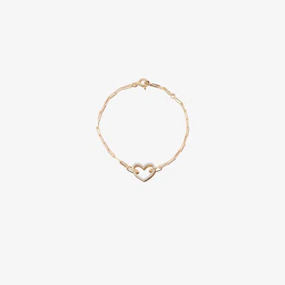 Yvonne Léon 18k Yellow Gold Diamond Heart Chain Bracelet