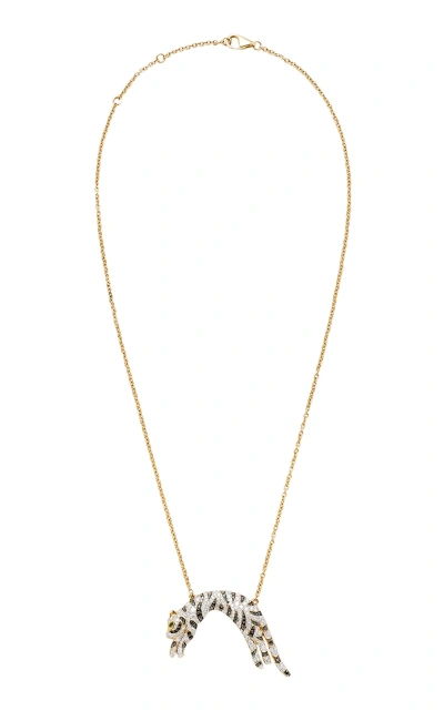 Yvonne Léon 18k Yellow Gold Diamond; Tsavorite Pendant Necklace In Black