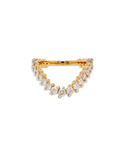 Yvonne Léon 18k Yellow Gold Gray Diamond Alliance Vague Diamants Wavy Ring