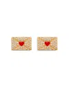 Yvonne Léon 18k Yellow Gold Grey Diamond Heart Envelope Stud Earrings In Gold