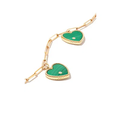 Yvonne Léon 18k Yellow Gold Malachite Heart Pendant Necklace