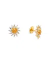 Yvonne Léon 18k Yellow Gold Paire De Mini Puces Soleil Citrine & Gray Diamond Sun Stud Earrings In Gold