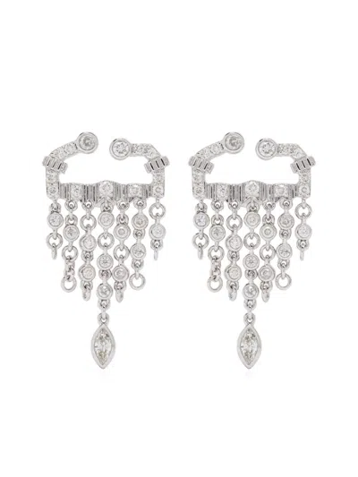 Yvonne Léon 18kt White Gold Diamond Earrings In Silver