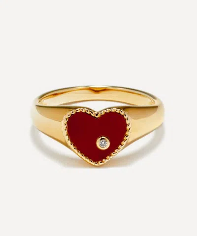 Yvonne Léon Yvonne Leon 9ct Gold Red Agate Baby Heart Signet Ring