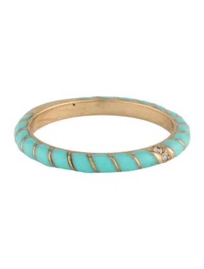 Pre-owned Yvonne Léon 9k And Enamel Diamond Ring In Blue