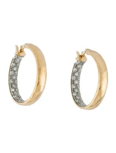 Pre-owned Yvonne Léon 9k Diamond Hoop Earrings In Multi