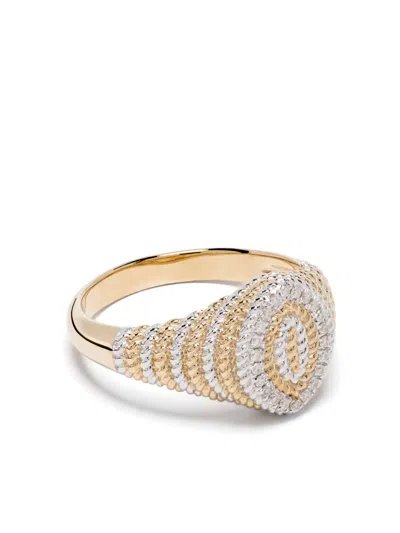 Yvonne Léon 9k Gold Mini Chevalière Marquise Diamond Signet Ring