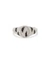 Yvonne Léon 9k White Gold Grey & Black Diamond Zebra Oval Signet Ring, 0.29 Ct. T. W. In White/black