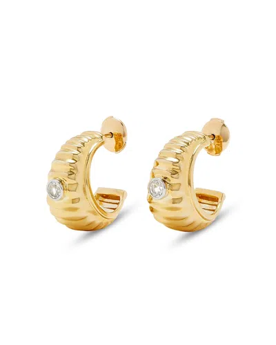 Yvonne Léon 9k Yellow & White Gold Paire De Creoles Berlingot White Topaz Hoop Earrings