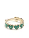Yvonne Léon 9k Yellow Gold Alliance Multi Coeur Diamond Ring In Green