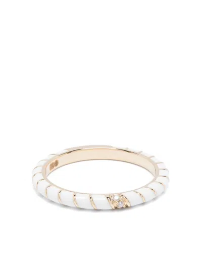 YVONNE LÉON 9K YELLOW GOLD ALLIANCE TORSADE EMAIL DIAMOND BAND RING