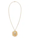 Yvonne Léon 9k Yellow Gold Collier Broche Lion D'ors Oj Tsavorite, Onyx & Gray Diamond Pendant Necklace, 14.96-1 In Gold
