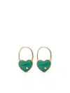 Yvonne Léon 9kt Yellow Gold Créole Cadenas Cœur Malachite And Diamond Single Earring In Gold