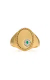 Yvonne Léon 9k Yellow Gold; Diamond; And Emerald Ring In Green