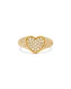 Yvonne Léon 9k Yellow Gold Grey Diamond Pave Heart Signet Ring, 0.52 Ct. T. W. In Gold