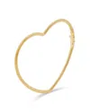 Yvonne Léon 9k Yellow Gold Jonc Coeur Rayures Ridged Heart Bangle Bracelet In Gold