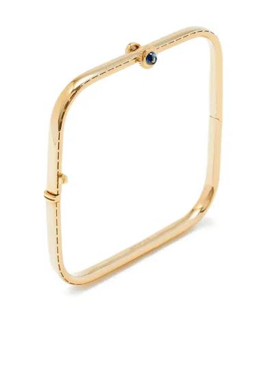 YVONNE LÉON 9K YELLOW GOLD JONC GOUSSET DIAMOND AND SAPPHIRE BRACELET