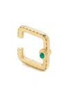 Yvonne Léon 9k Yellow Gold Mini Créoles Gousset Diamond And Malachite Hoop Earrings In Yellow