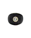 Yvonne Léon 9k Yellow Gold Onyx & White Topaz Maxi Ring In Black/gold