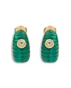 Yvonne Léon 9k Yellow Gold Paire De Creoles Berlingot Malachite & White Topaz Hoop Earrings In Yellow Gold