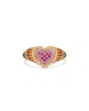 Yvonne Léon Baby Chevaliere Coeur 9kt Gold Pinky Ring In Pink/gold