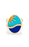 Yvonne Léon 9k Yellow Gold Ring The Day In Blue
