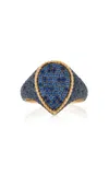 Yvonne Léon 9k Yellow Gold Sapphire Signet Ring