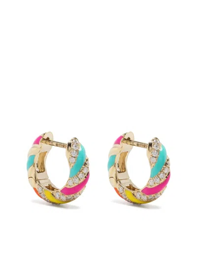 Yvonne Léon 9k Yellow Gold Rainbow Stripe Diamond Earrings