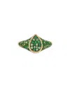 Yvonne Léon 9k Yellow Gold Tsavorite Pave Baby Chevaliere Poire Signet Ring In Yellow Gold