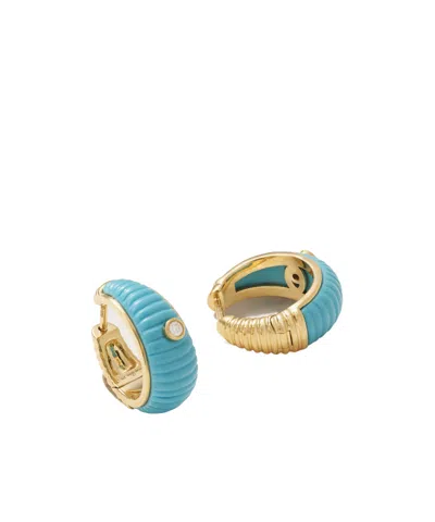 Yvonne Léon Berlingot 9-karat Gold, Turquoise And Diamond Hoop Earrings