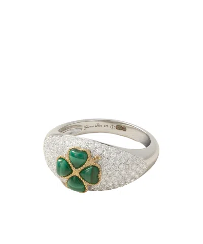 Yvonne Léon Mini Bague Dôme Trèfle 9-karat White And Yellow Gold, Malachite And Diamond Ring