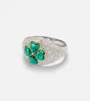 Yvonne Léon 9kt Gold Ring With Diamonds And Malachite In Silver