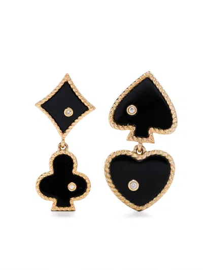 Yvonne Léon 9kt Yellow Gold Casino Agate And Diamond Earrings