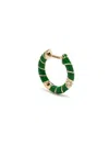 Yvonne Léon 9k Yellow Gold Mini Torsade Enamel And Diamond Hoop Earrings In Grün