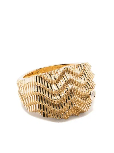 Yvonne Léon 9kt Yellow Gold Diamond Wave Ring