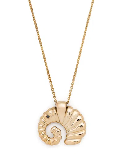 Yvonne Léon 9kt Yellow Gold Elephant Coquillage Pendant Necklace In 金色