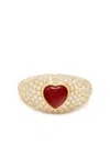 Yvonne Léon 9k Yellow Gold Mini Bague Dôme Coeur Diamond And Agate Ring