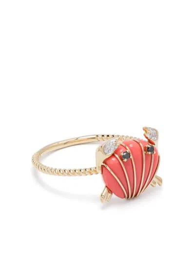 Yvonne Léon 9kt Yellow Gold Mini Crab Diamond Ring