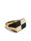 Yvonne Léon 9k Yellow Gold Bague Damier Onyx Ring In Gold